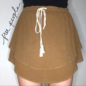 Free People Brown Flowy Tiered Circle Skirt
